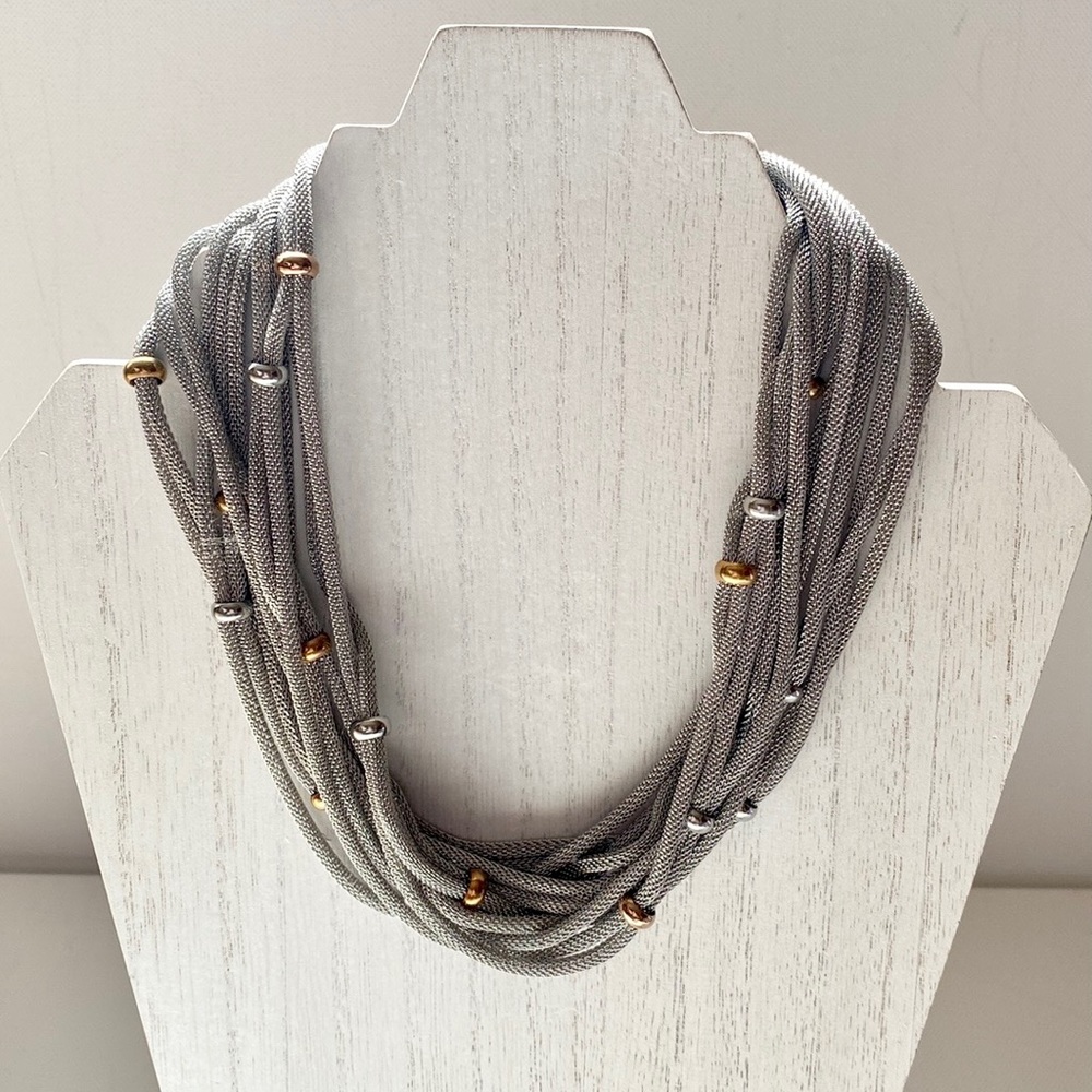 Steel By Design 18” multi strand woven necklace with 2” extender